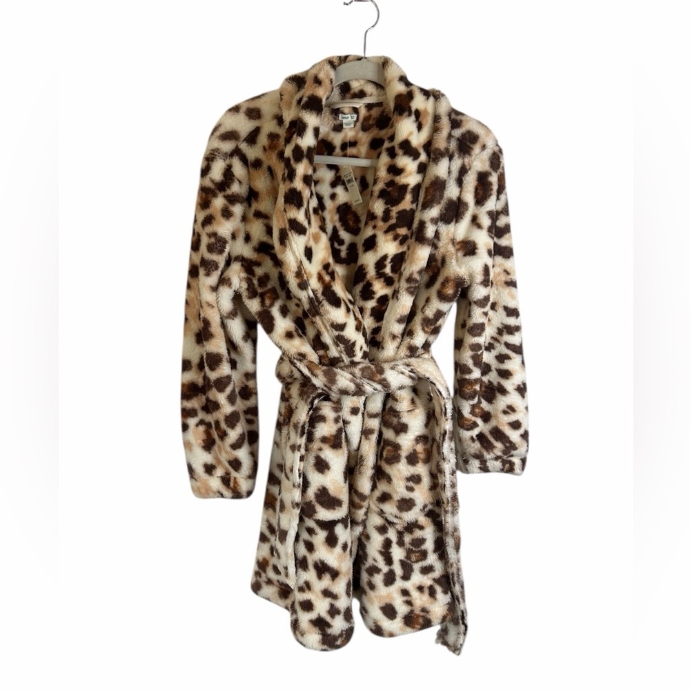 Aerie Leopard Print Plushie Robe Loungewear College Dorm Womens Sz XS/S NWT - Picture 3 of 10